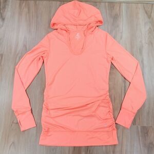 🔺️Energy Zone Neon Orange Ruched & Hooded Long Sleeve Athletic Top Small